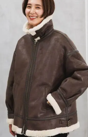 LEPSIM 플라이트 자켓 보아 카라 부착 브라운