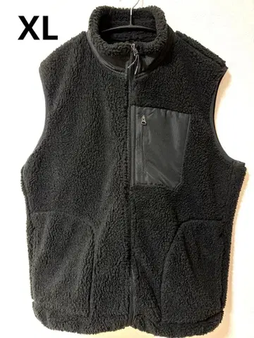블랙 플리스 보아 베스트 블랙 슬리브리스 XL LL