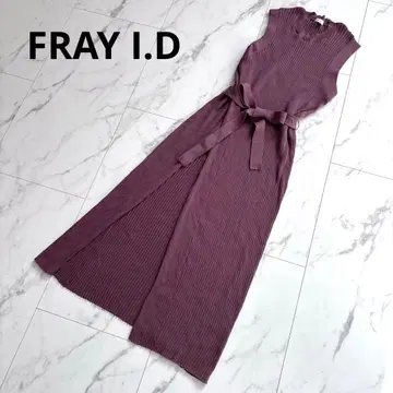 프레이 아이디 슬릿 슬리브리스 리브 니트 원피스 브라운