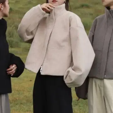 Reurie 오리지널 아이템 더블 지퍼 숏 울 코트 아이보리