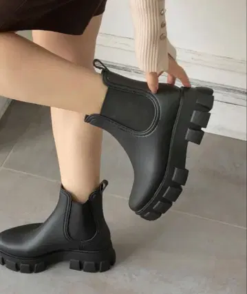 우천 겸용 사이드 고어 부츠 통굽