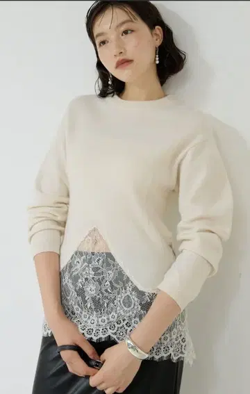 개럴개런트 25주년 기념 아이템 레이스 콤비 니트 아이보리