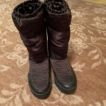 다크 퍼플 퀼팅 롱 부츠