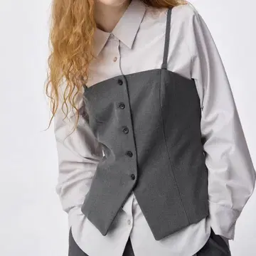 택 포함 새상품 GU(지유) XL 프론트 버튼 뷔스티에