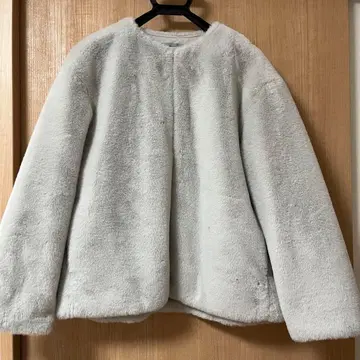 인기 GU 지유 인조 모피 블루종 숏 기장 퍼플 S