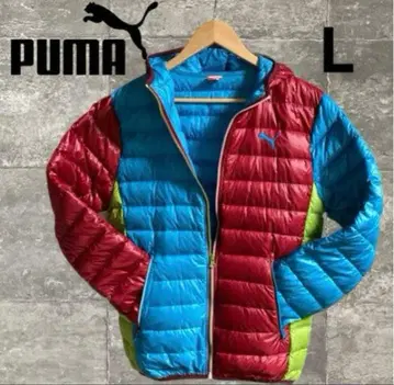 PUMA 컬러풀 후드 부착 다운 자켓 L