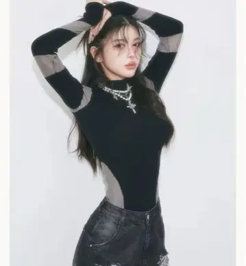 Darich 시스루 랩 디자인 니트탑