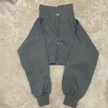 NICO CLAUP 그레이 후드 부착 크롭 후드티