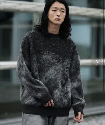 MOHAIR BLEND JACQUARD SHAGGY KNIT 차콜
