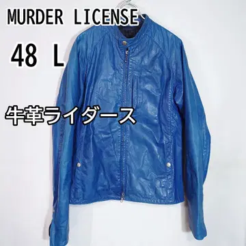 마더 라이선스 가죽 자켓 라이더스 소가죽 블루 L