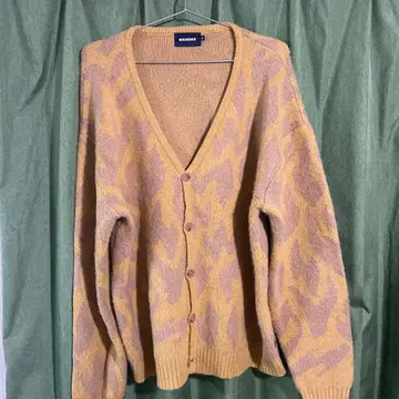 WKNDRS 옐로우 컬러 연보라 패턴 가디건 M