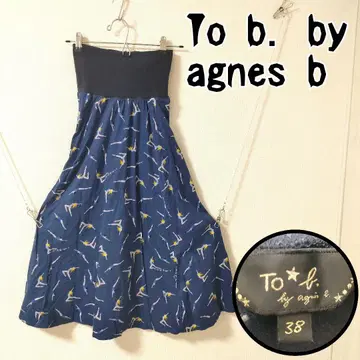 To b. by agnes b. 아네스베 플레어 스커트 네이비 올 패턴