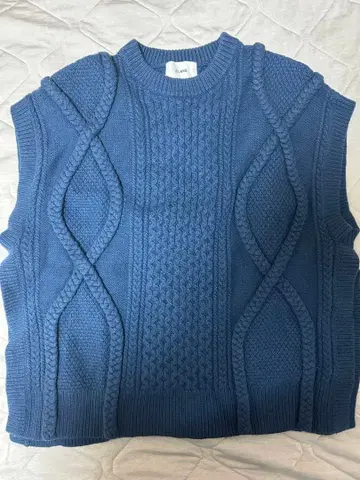 CLANE 블루 케이블 짜임 니트 베스트 사이즈 1