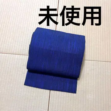 미사용 파랑 블랙 화이트 진면 나고야 오비(약 24cm)