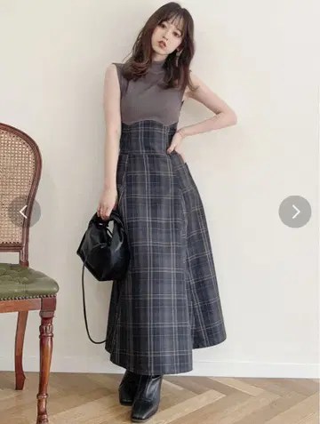 [ 미개봉 새상품 ] dazzlin 체크 슬리브리스 코르셋 원피스 M