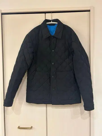 테리 블랙 퀼팅 다운 자켓