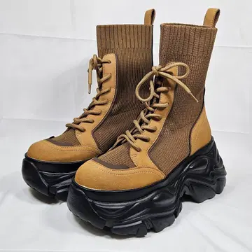 PAGEBOY 레이스업 삭스 부츠 통굽 M 브라운