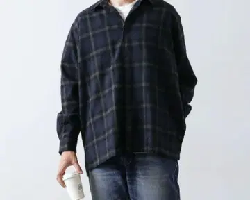 [새상품] FUJITO (후지토) 옴브레 셔츠 섀도우 체크 플란넬 셔츠