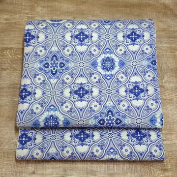 후쿠로 오비 전통 칠보 남색 옅은 그레이 재단 포함