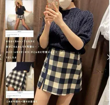 ZARA 완판템 깅엄 체크 패턴 미니 스커트