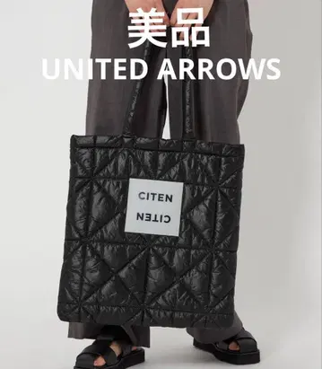유나이티드 애로우즈 CITEN 패디드 토트백 블랙 로고 퀼팅