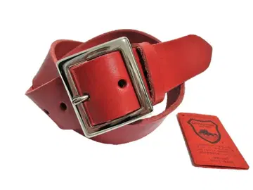도치기 가죽 벨트 (빨간색) 니켈 도금 버클 40mm 폭 통가죽