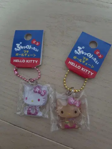 통통한 미니 볼체인 헬로키티 스트랩 2개 세트