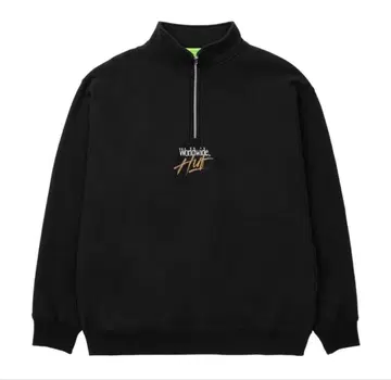 Worldwide 하프 지퍼 맨투맨 블랙