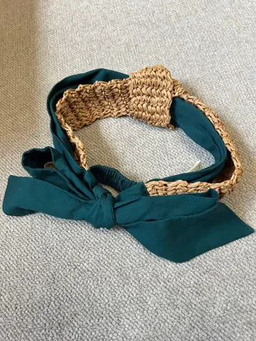 오버라이드 override 헤어밴드 헤어 터번 리본 밀짚 그린