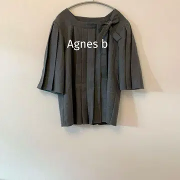 새상품급 에네스베 플리츠 리본 블라우스 그레이 40 L