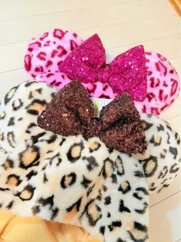 디즈니 레오파드 무늬 팬캡 미니 핑크 브라운 브라운