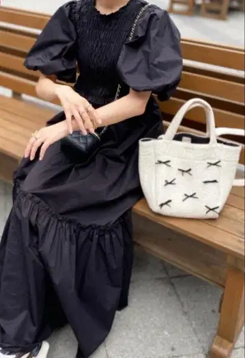 ZARA 벌룬 슬리브 셔츠 원피스 M 블랙