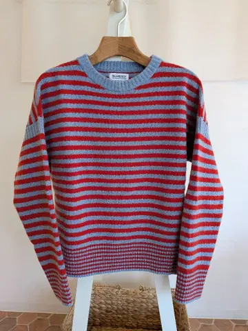 [ BEAMS BOY ] 보더 니트 빨간색 x 블루 긴팔