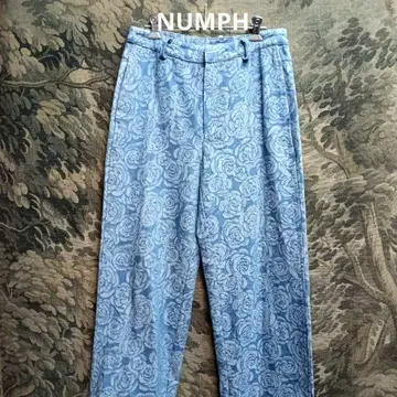 NUMPH 님프 장미 자카드 와이드 데님 팬츠