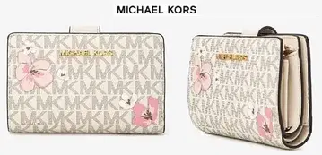 마이클코어스 일본 한정판 벚꽃 빌포드 지퍼 접이식 지갑