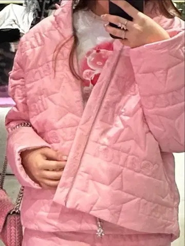 heaven by marc jacobs 핑크 퀼팅 다운 자켓