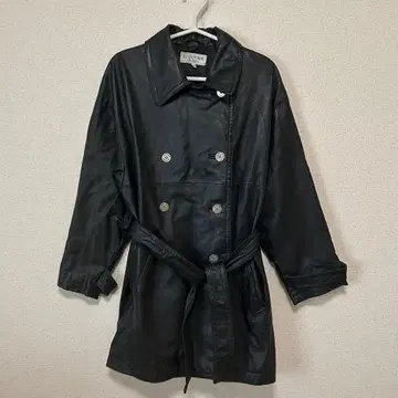 블랙 가죽 더블 브레스트 코트 라이더스 M 사이즈 상당