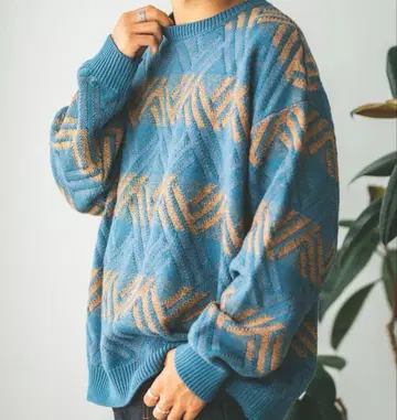 저널 스탠다드 자카드 니트 블루 M