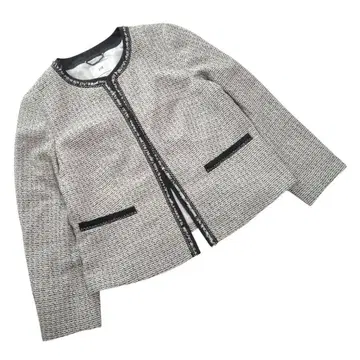 23구 노카라 트위드 자켓 빅 사이즈 라메 네이비 44