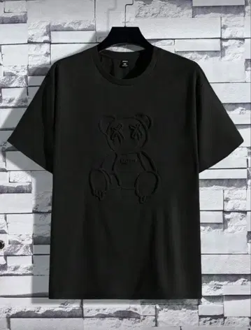 [ 미사용 새상품 ] 다크 그레이 곰 자수 T셔츠