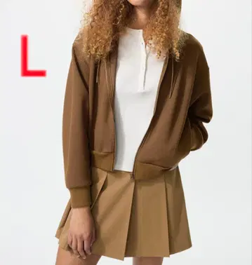 유니클로 드라이 맨투맨 풀 집업 후드티 브라운 L 택 포함 새상품