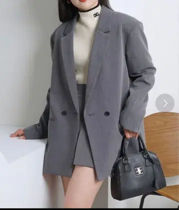 그레이 더블 브레스트 테일러드 자켓