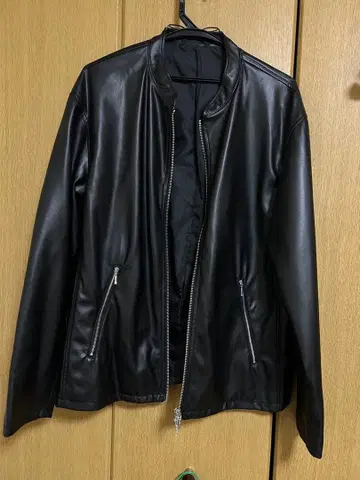 블랙 인조 가죽 레더 재킷 L 사이즈