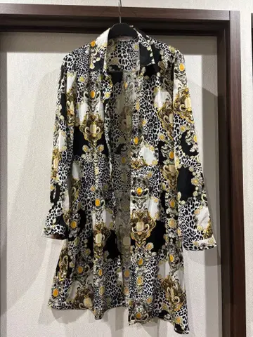레오파드 무늬 셔츠 원피스
