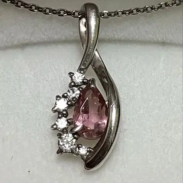 에스테르 핑크 스톤 목걸이 펜던트 플라티나 실버