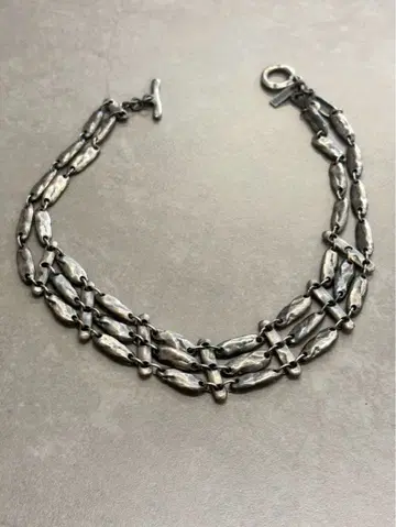 TEHEN 테엔 실버 다층 링크 디자인 목걸이 40cm