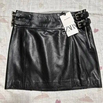 새상품 ZARA 택 포함 리얼 가죽 미니 스커트 XS 미사용