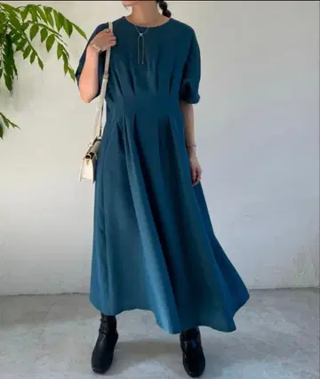 허리 턱 반팔 원피스