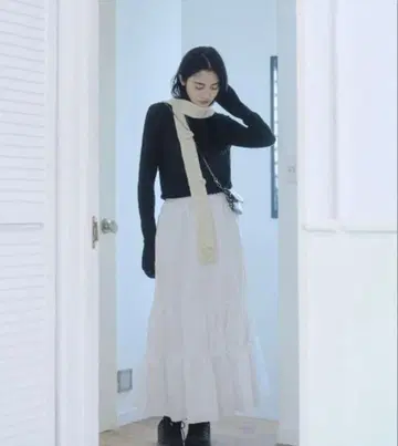 smyeon 개더 티어드 롱 스커트