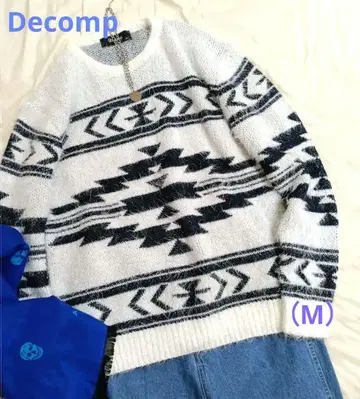 [ 미사용 ] Decomp 올 패턴 샤기 니트 루즈핏 부드러운 스웨터 M